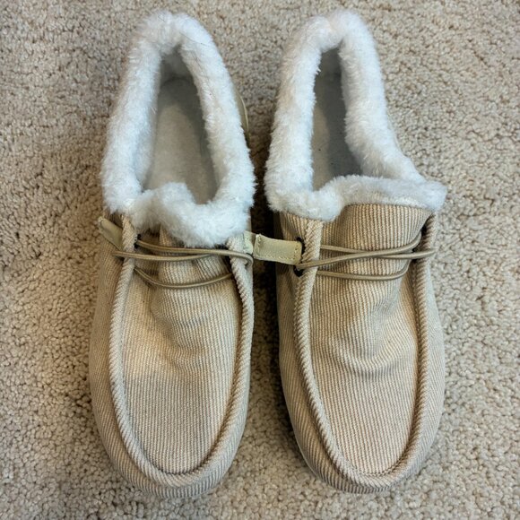 NWOT Women's Corduroy Faux Fur Slip-On Shoe Loafer Size 7 - Picture 2 of 7